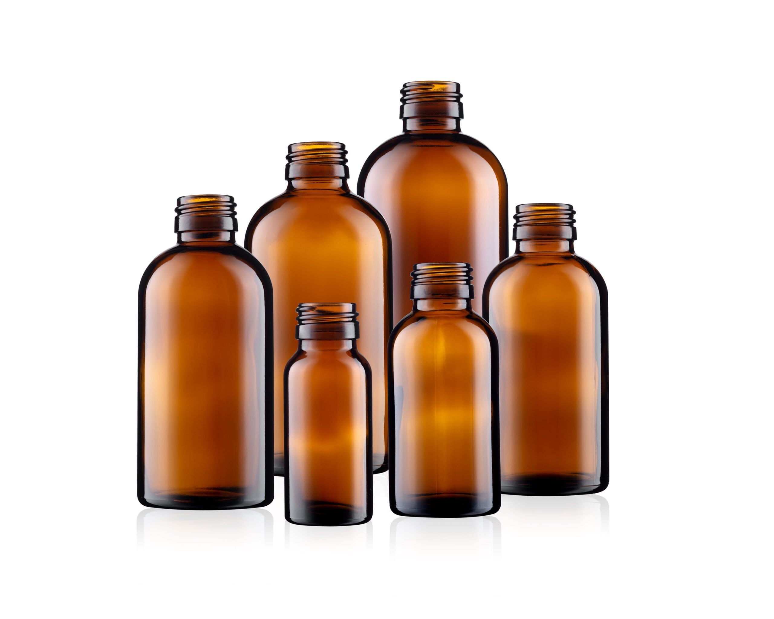 50ml-300ml Amber Glass Boston Round Bottles