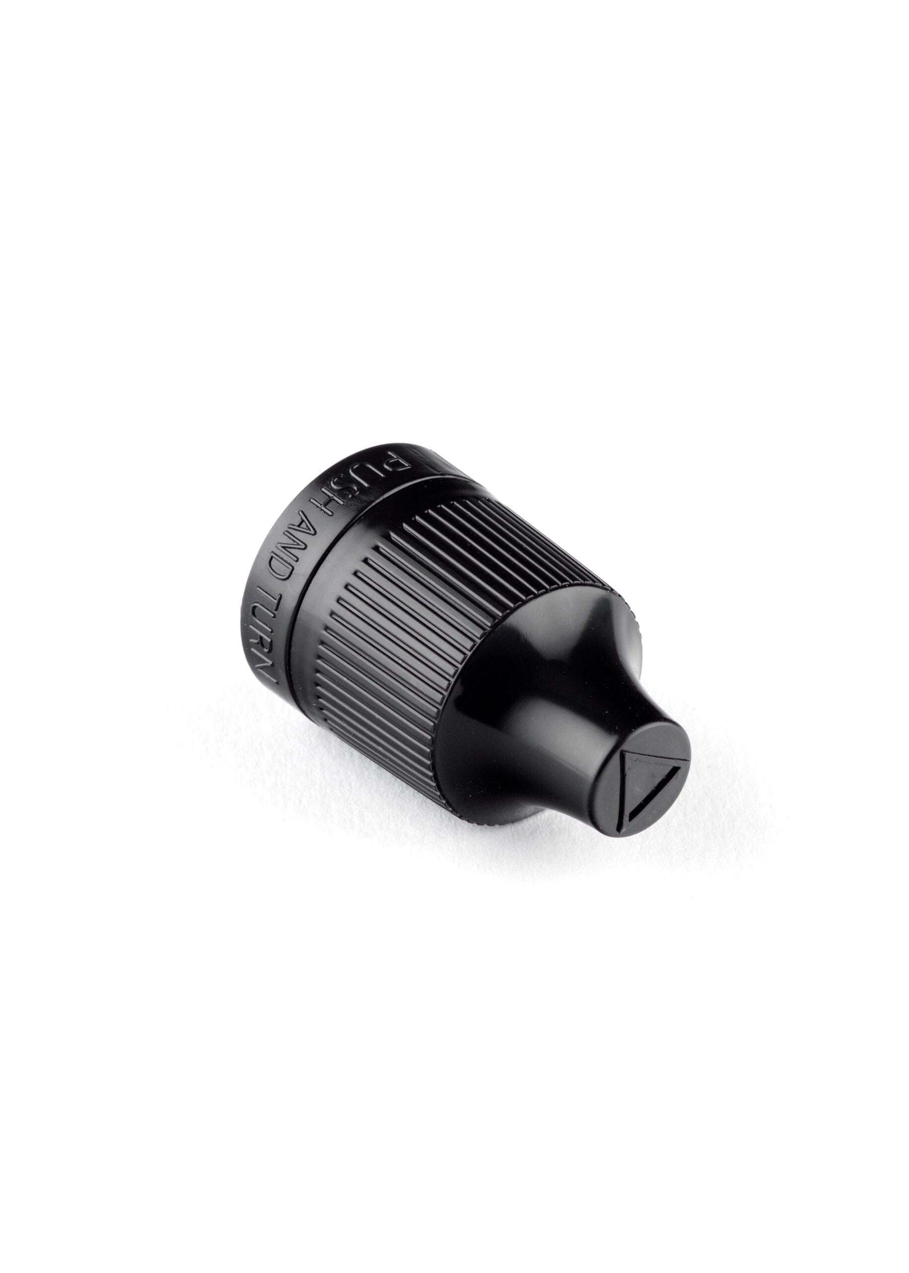 Black Polypropylene Child Resistant Closure with Dropper Tip