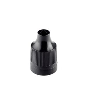 Black polypropylene child resistant closures for 10ml bottles