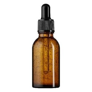 A pharmaceutical bottle with a plastic dropper