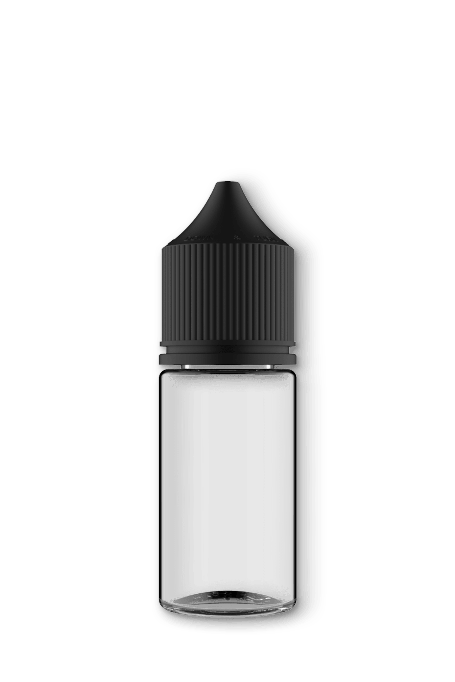 10ml-120ml Unicorn PET Vape Clear Bottles with Black CRC & Tamper Evident Cap