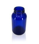 Close up photo of a 150ml blue pharma jar from Origin.