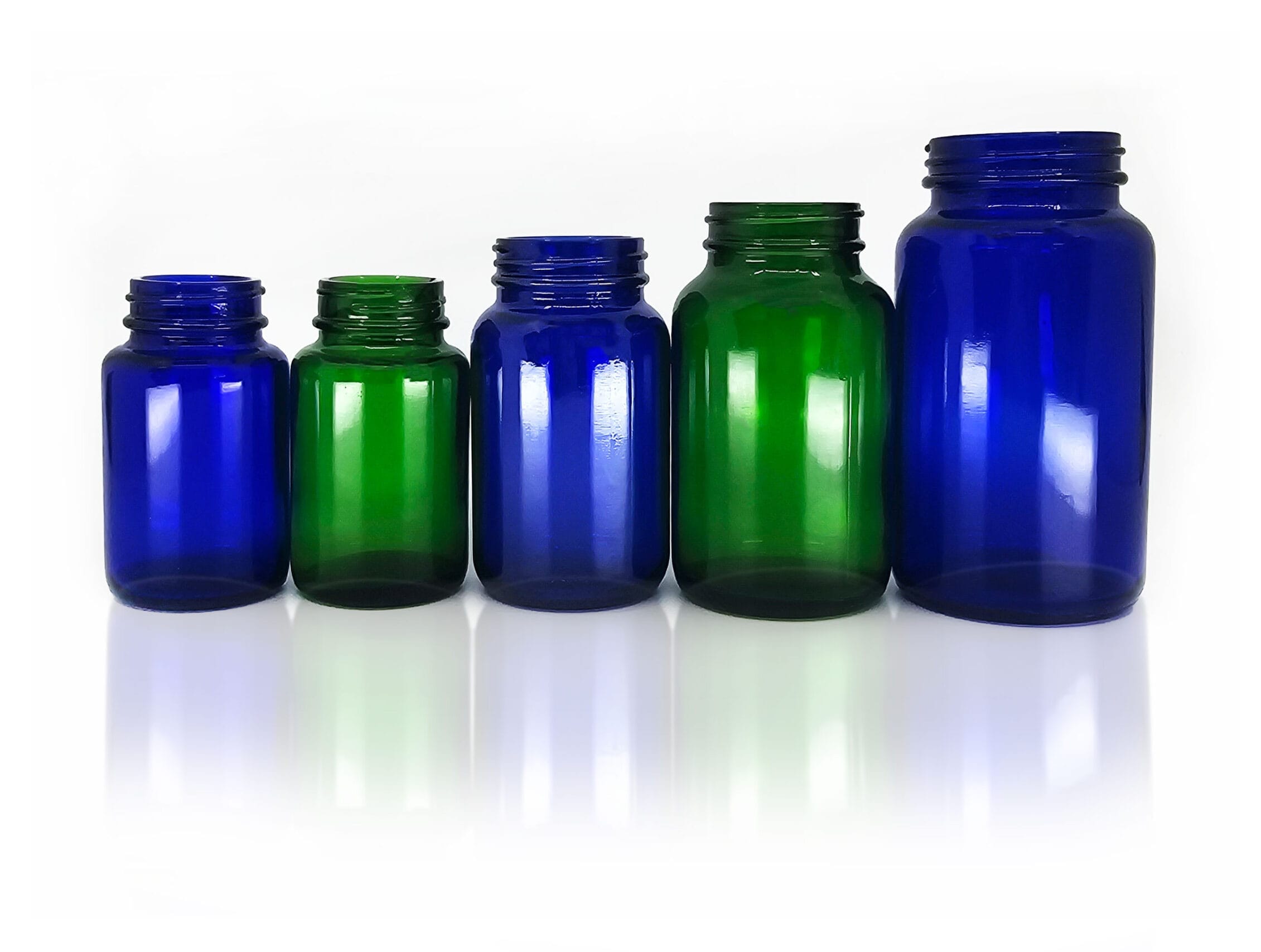 150ml-500ml Blue and Green Pharma Jars